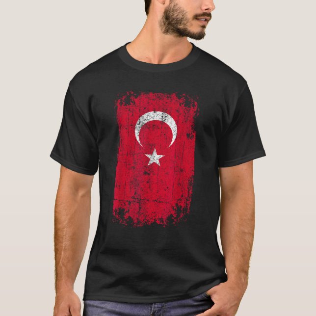 Country Flag Souvenir Grunge Flag Turkey T Shirt (Front)