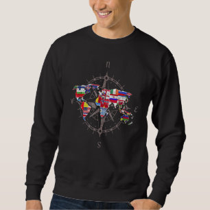 Country Flag World Map Compass Travelling World Fl Sweatshirt