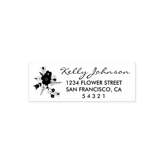 Country Floral Address Stamp (Design)
