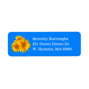 Country Floral Blue Summer Fall Yellow Sunflowers