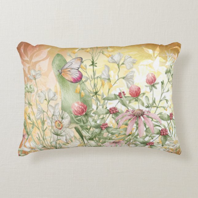 Country Floral Butterfly Decorative Cushion (Front)