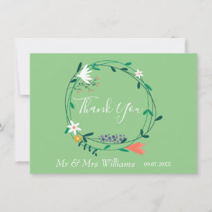 Country Floral Garland Greenery Thank You Card