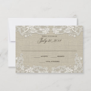 Country Floral Lace Design Wedding Response Invitation