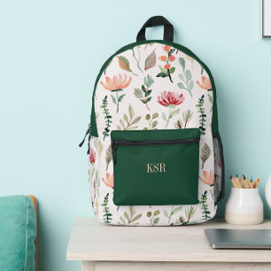 Country Floral Monogram Printed Backpack