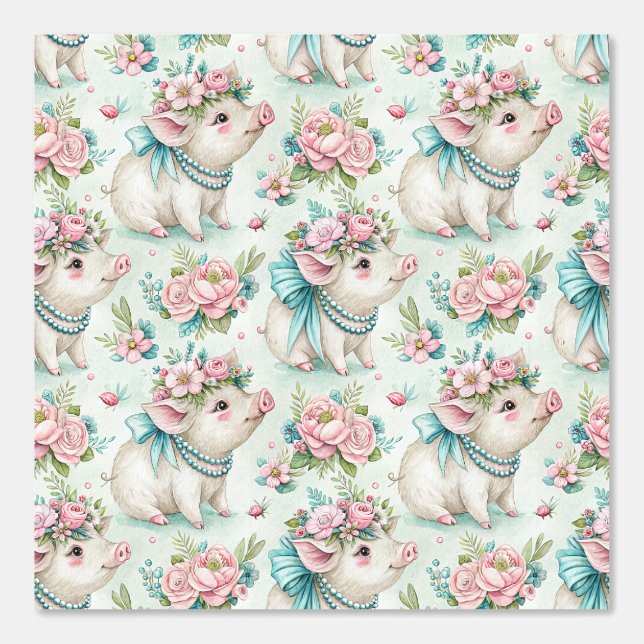 Country Floral Piglet Wallpaper (Front)