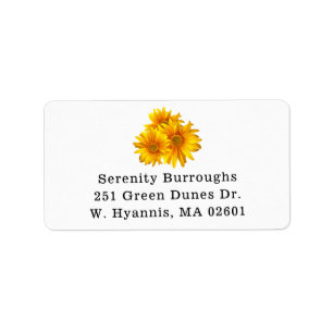 Country Floral Summer Fall Yellow Sunflowers Label