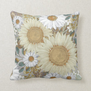 Country Floral Sunflower Throw Pillow