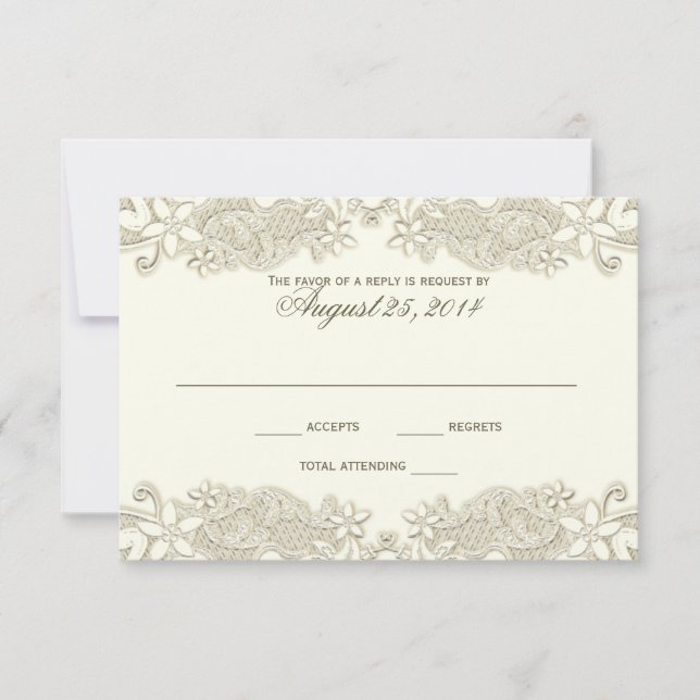 Country Floral Vintage Lace Design Response Card (Front)