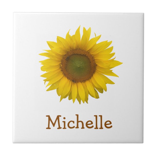 Country Floral Yellow Sunflower Rustic Tile (Front)
