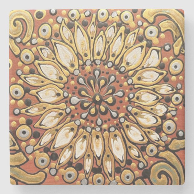 Country Flower on Cedar Stone Coaster (Front)