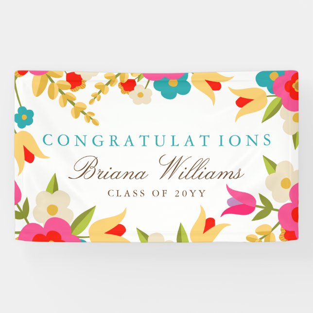 Country Flowers Graduation Banner (Horizontal)