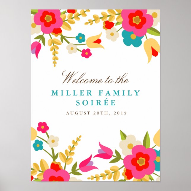 Country Flowers Party Welcome Poster (Front)