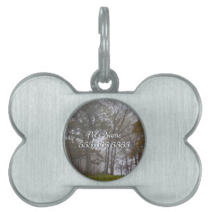 Country Foggy Fall Morning Pet Name Tag