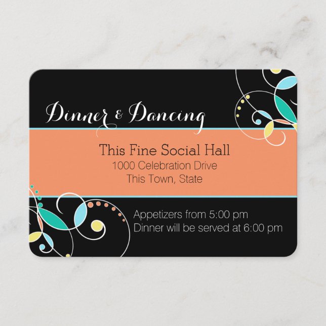 Country Folk Art Inspired Reception Information Enclosure Card (Front)