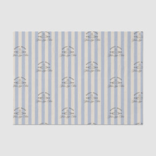 Country French Blue Striped Bakery Logo Business Tissue Paper