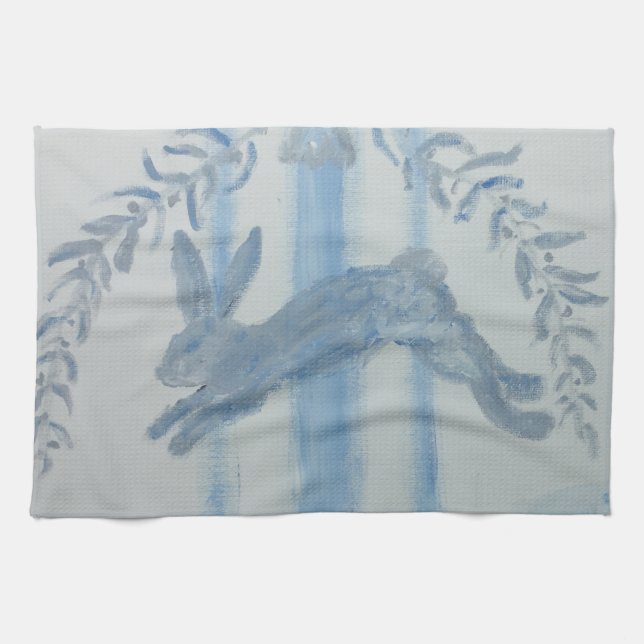 Country French Bunny Rabbit Dish Towel (Horizontal)