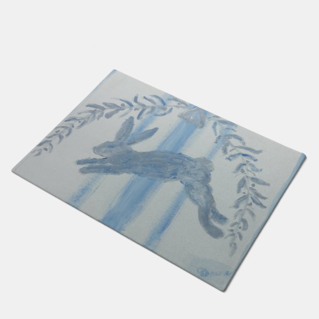 Country French Bunny Rabbit Doormat (Angled)