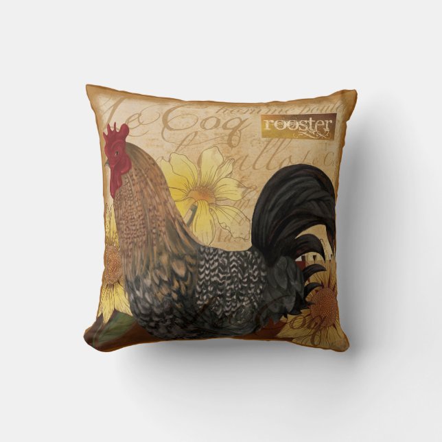 Country French Rooster Pillow (Front)