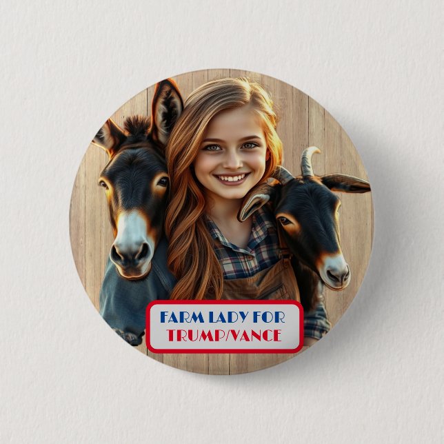 Country Gals Farm Lady for Trump/Vance Button (Front)
