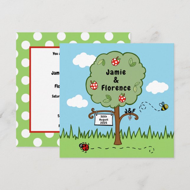 Country Garden Apple Tree Wedding Invitation (Front/Back)