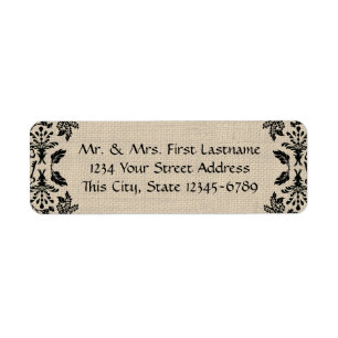 Country Garden Damask Black and Burlap