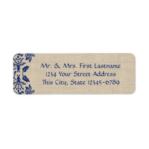 Country Garden Damask Blue and Burlap