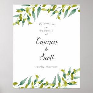 Country Garden Eucalyptus Greenery Wedding Welcome Poster