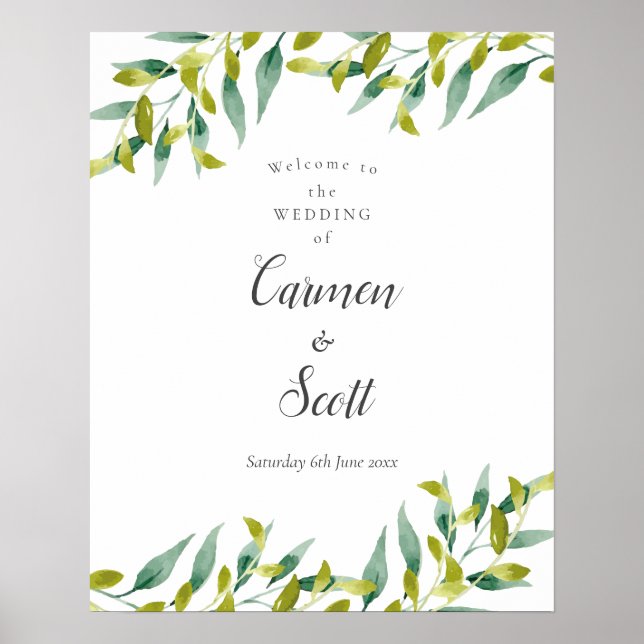 Country Garden Eucalyptus Greenery Wedding Welcome Poster (Front)
