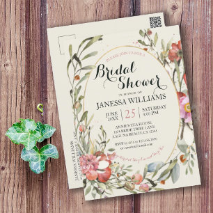 Country Garden Floral Bridal Shower Invitation  Postcard