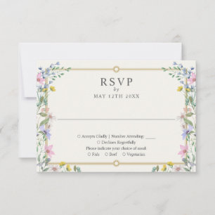 Country Garden Floral Monogram Wedding RSVP Card