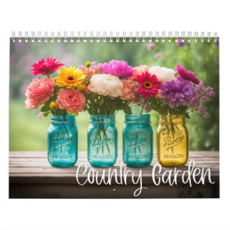 Country Garden - flowers and mason jars Calendar
