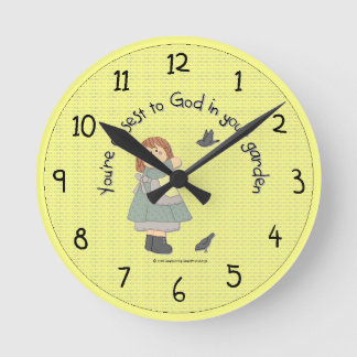 Country Garden Girl Wall Clock