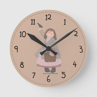 Country Garden Girl Wall Clock
