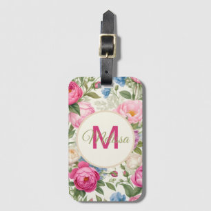Country Garden Roses And Peonies Floral Luggage Tag