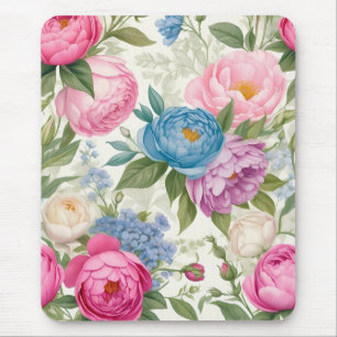 Country Garden Roses And Peonies Floral Mouse Pad