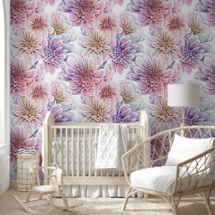 Country garden watercolor floral flower pattern wallpaper