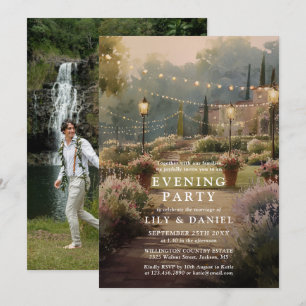 Country Garden Wedding Evening Party Photo Invitation