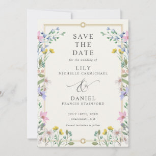 Country Garden Wildflowers Floral Wedding Save The Date