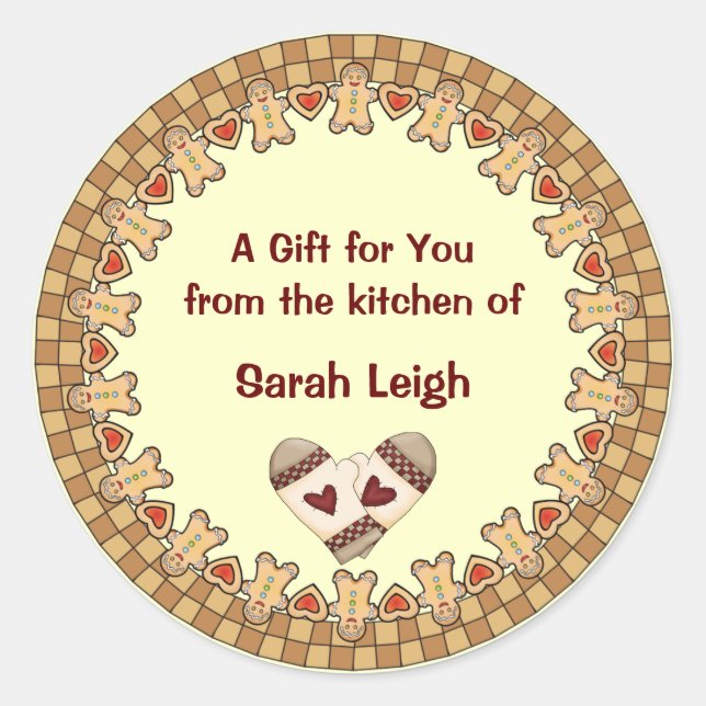 Country Gingerbread Food Gift Sticker (Front)