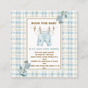 Country Gingham Blue Jean Baby Shower Book Request Enclosure Card