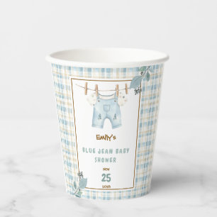 Country Gingham Blue Jean Baby Shower Welcome Paper Cups