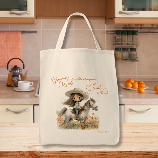 Country Girl On Horse Inspirational Tote Bag (Creator Uploaded)