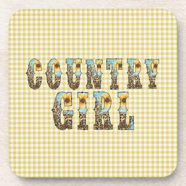  Country Girls Typography Coaster (Front)