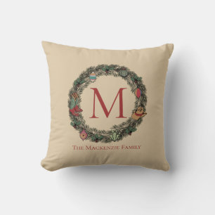 Country Gold Christmas Cowboy Wreath Cushion