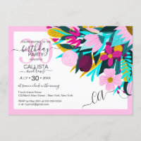 Country Golden Pink Floral Leaves Border Birthday