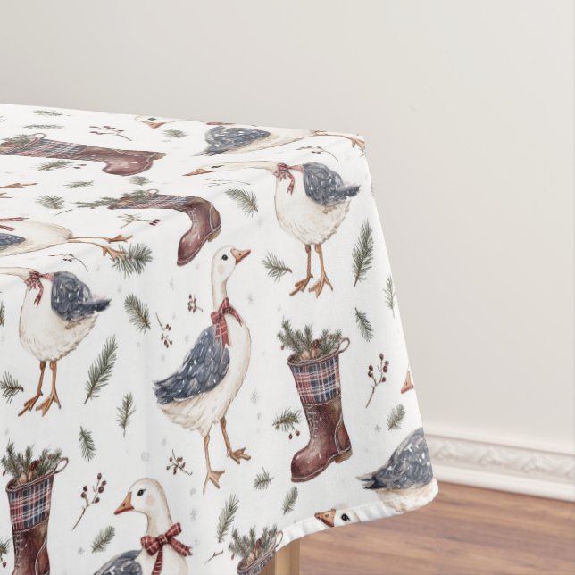 Country Goose Boots Christmas Tablecloth (In Situ)