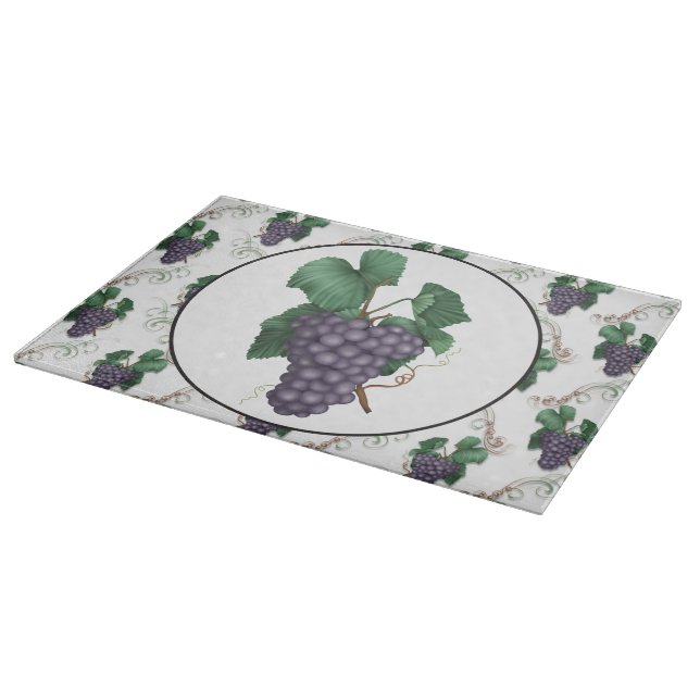 Country grape fruit kitchen glass cutting board (Corner)