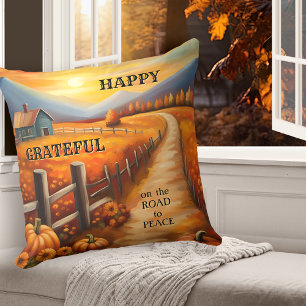 Country Grateful Fall Thanksgiving Cushion