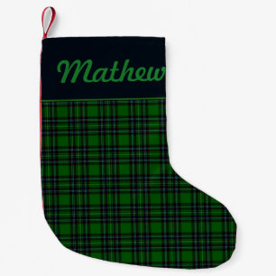 Country green and black plaid small christmas stocking