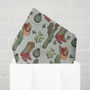 Country Green Cowboy Howdy Christmas Tissue Paper
